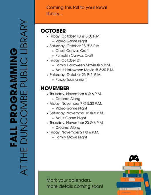 oct and nov library schedule